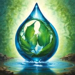 Illustration of water drop with eco friendly theme.
