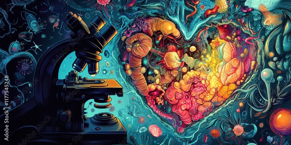 Aufkleber microscopic view of cellular structures and organisms
