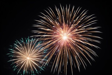 Obraz premium fireworks are lit up in the dark sky with a black background