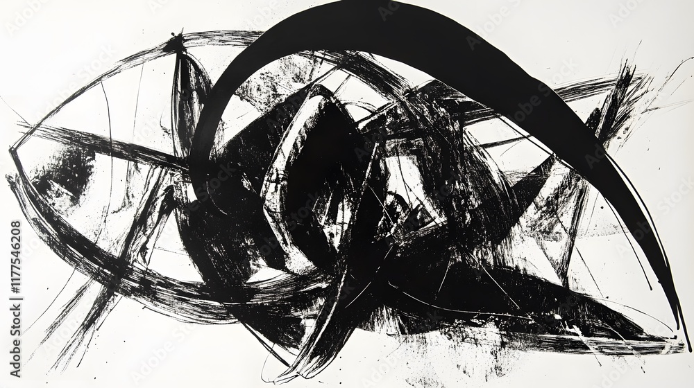 Poster dynamic abstract art display contemporary gallery visual artwork minimalist environment close-up vie