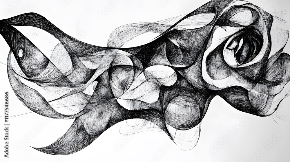 Poster dynamic abstract art exploration studio drawing minimalist environment close-up view artistic expres