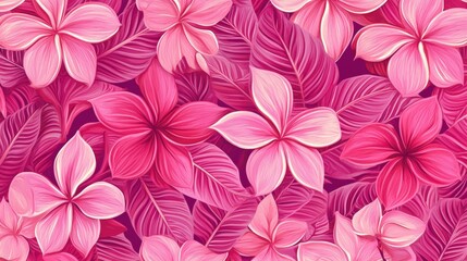 Tropical Pink Plumeria, Frangipani pattern (background) - Asian flower.