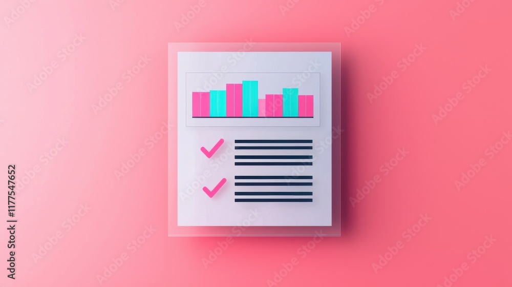Poster a colorful infographic featuring a bar chart and checklist, symbolizing data analysis and task compl