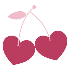 Coquette red and pink cherry Heart Shape frame. Love and Romance Symbolic Art