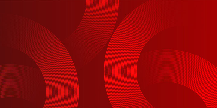 Abstract red background with glowing curve lines. Modern shiny red gradient geometric circle lines pattern. Futuristic concept. Suit for banner, brochure, poster, presentation, cover, website