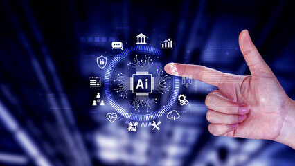 AI Artificial intelligence for business concept. AI brain processors in the concept of AI engineering, Innovative technology Machine learning.