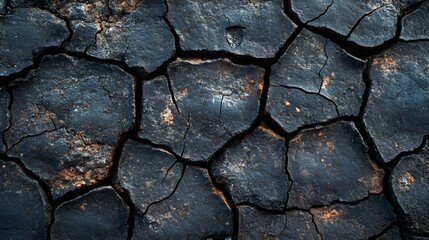 Fototapeta premium Dry Cracked Soil Texture Background in Dark Earthy Tones