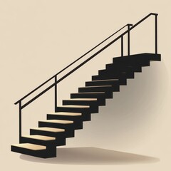 Stylish black staircase with a modern design against a soft beige background.