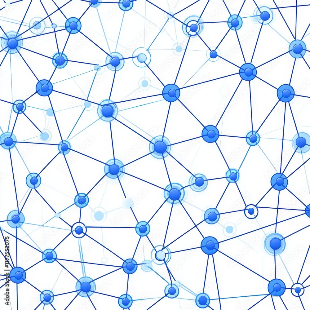 Poster abstract blue network background showcasing interconnected nodes and lines.