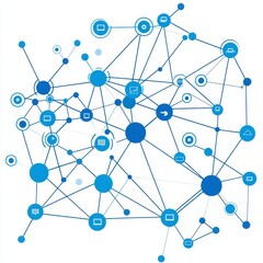 Abstract blue network illustration representing connectivity and technology.