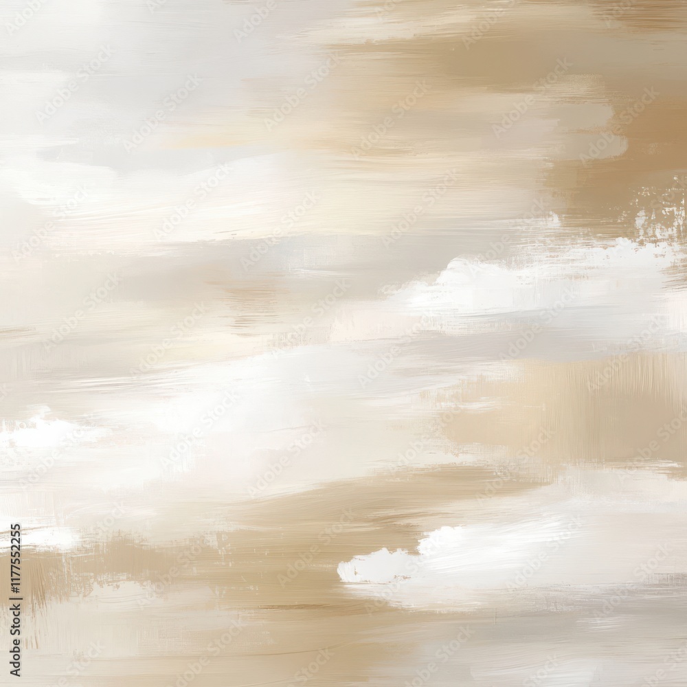 Poster soft abstract painting in neutral tones, creating a serene and calming atmosphere.