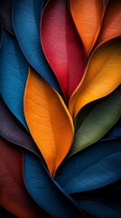 Abstract Colorful Leaf Pattern Vibrant Autumn Foliage Texture Background