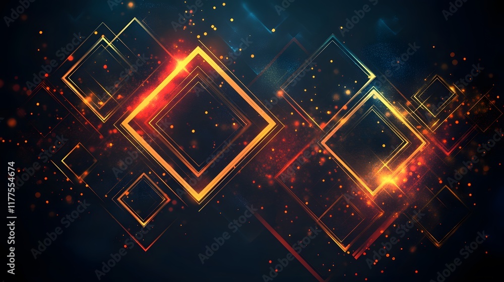 Aufkleber dynamic abstract shapes with glowing effects digital art colorful background modern design vibrant v