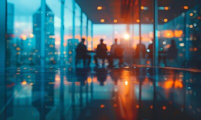 Blurred business people meeting in modern office building conference room