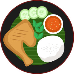 Pecel Ayam or Ayam Penyet is a traditional Indonesian fried chicken with fresh vegetable and chili sauce