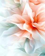 Fototapeta premium Abstract Peach and Teal Floral Artwork Soft Flowing Petals Artistic Flower Design