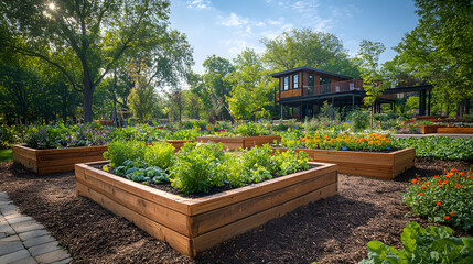 A Lush Community Garden Capturing the Spirit of Urban Farming and Sustainability Efforts by Locals