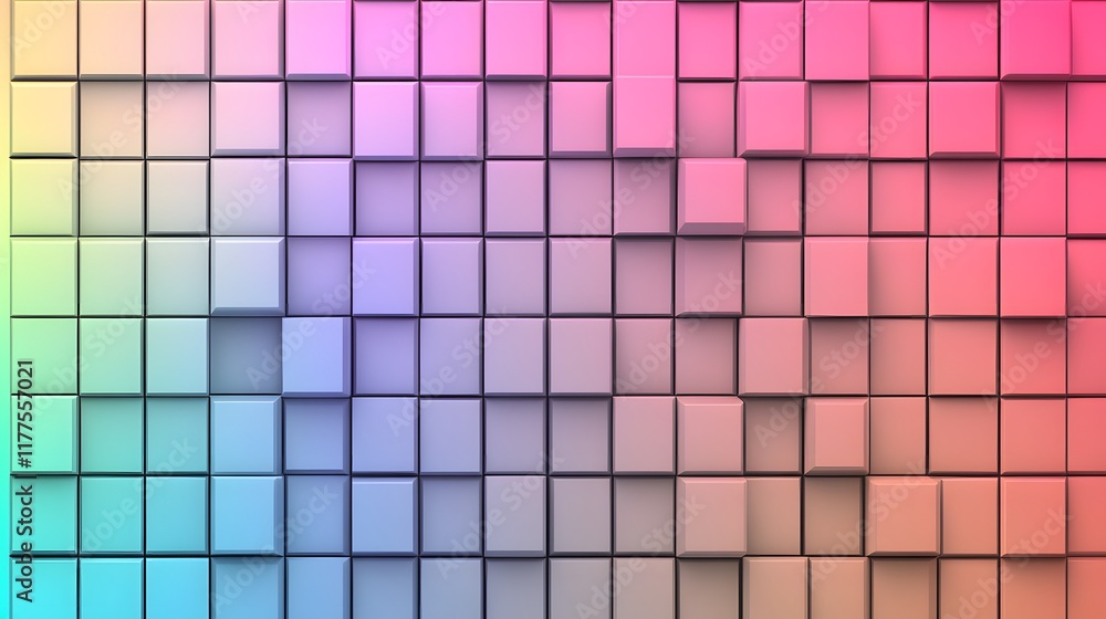 Aufkleber dynamic colorful cube arrangement abstract design digital artwork vibrant environment aerial view vi