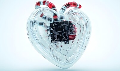 Transparent heart with internal circuit board.