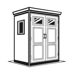 Wardrobe Line Art. Black and White Furniture Illustration
