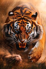 Dramatic Moment of Tiger Attacking Large Animal