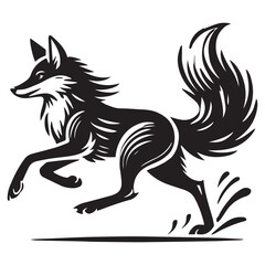 Obraz premium Running fox silhouette vector