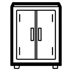 Minimalist Wardrobe Line Art. Black and White Furniture Illustration