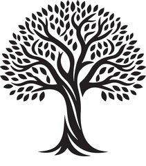 Elegant Black Silhouette Tree Illustration Vector Graphic Design