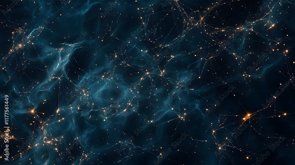 Poster exploring the cosmic web starry night sky digital art universe abstract high-resolution infinite dep