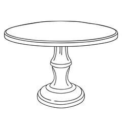 Round Table Line Art. Furniture Vector Illustration