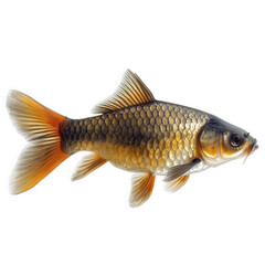 Fototapeta premium detailed. side-view depiction of a goldfish. showcasing its vibrant colors and distinct fin structures against a white background the purpose is to highlight the beauty and intricacies of aquatic life