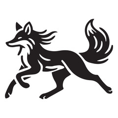 Running fox silhouette vector