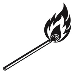 Burning Matchstick Silhouette. Vector illustration 