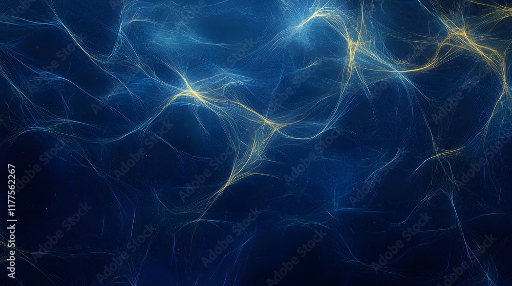 Poster dynamic energy flow abstract background digital art blue and yellow colors futuristic environment cl