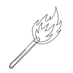 Burning Matchstick Line Art