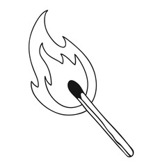 Burning Matchstick Line Art