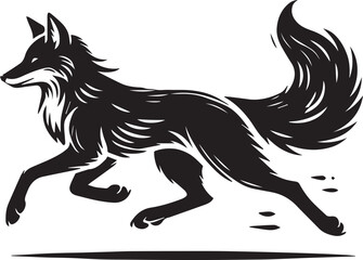 Running fox silhouette vector