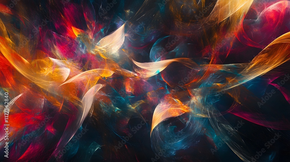 Poster dynamic abstract swirls digital art colorful background vibrant environment artistic viewpoint moder