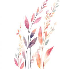 A cute Forage Sorghum Leaf vertical border, with minimal details and a simple illustration. Watercolor botanical banner for the design of invitations, cards, congratulations