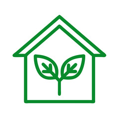 Eco-Friendly Home Icon with Leaf Symbol. Vector illustration 