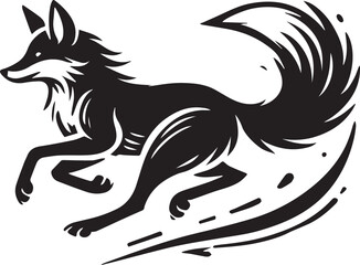 Running fox silhouette vector