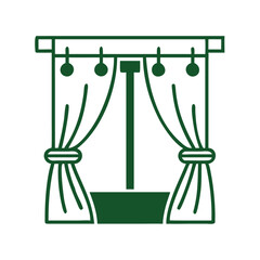 Window with Curtains Icon. Vector illustration 