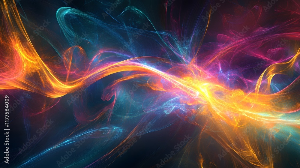Poster dynamic abstract light waves digital art colorful background modern design vibrant environment