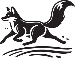 Running fox silhouette vector