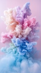 Obraz premium Abstract Pastel Rainbow Ink Cloud Swirl Dreamy Color Splash Background