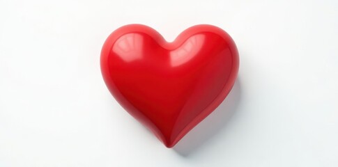 Obraz premium Single vibrant red heart, clean white background, digital, anniversary