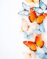 Colorful Butterfly Collection Springtime Motifs Delicate Wings White Background