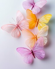 Fototapeta premium Delicate Pastel Butterflies Spring Summer Nature Decoration