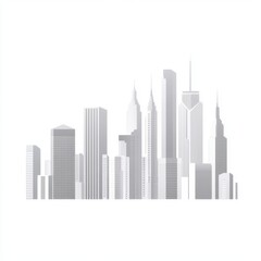 Fototapeta premium A minimalist illustration of a modern city skyline in various shades of gray, exuding a contemporary feel.