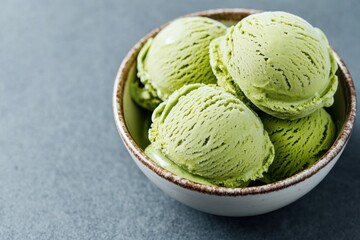 Matcha Ice Cream in Traditional Bowl